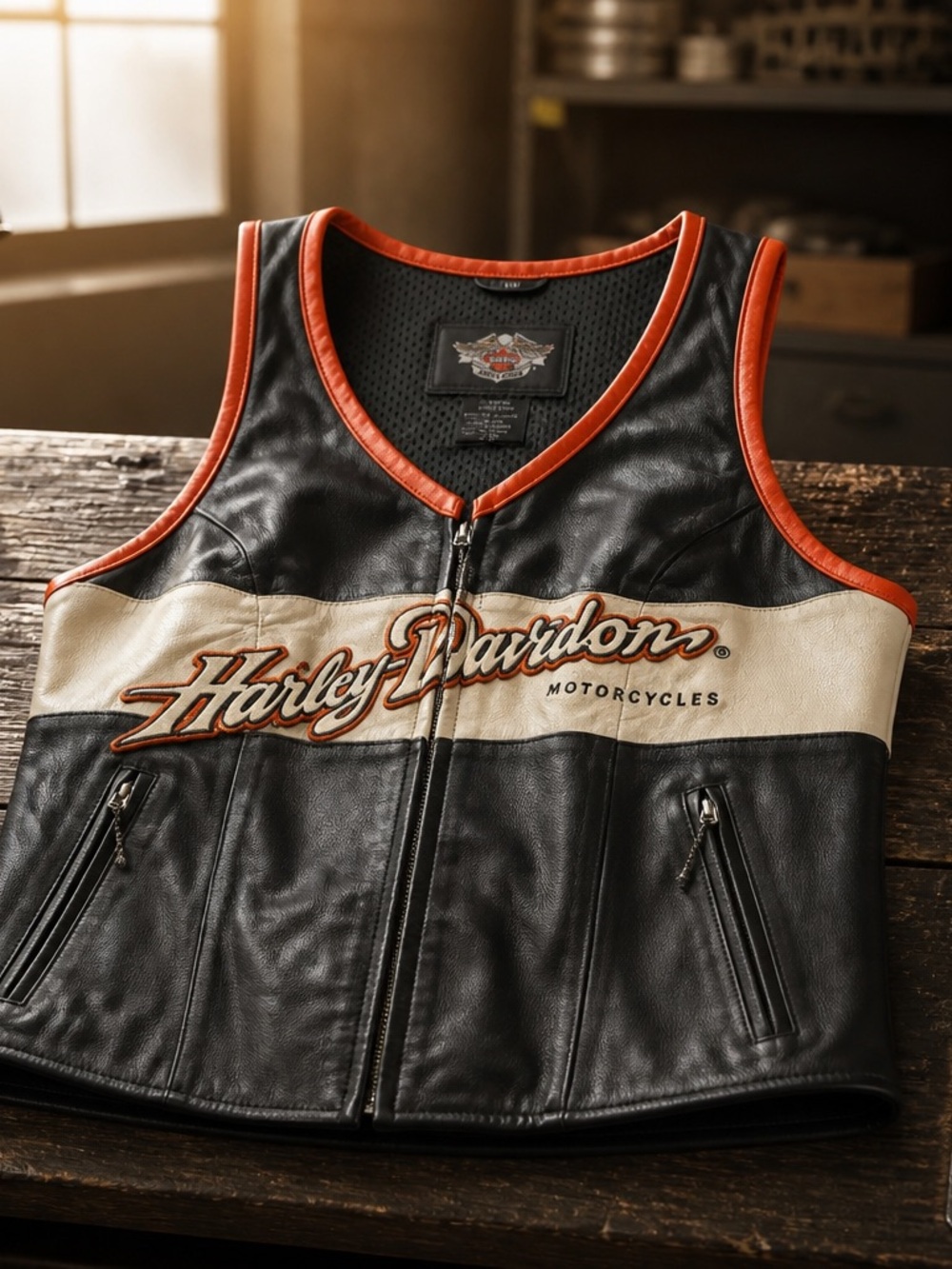 Harley-Davidson Black, Signature Vest, NWT. Sz 1W. A Classic.